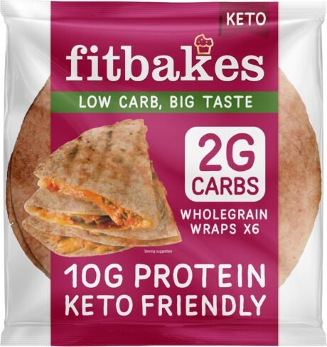 【Lucky Sale】Fitbakes 2g Carbs Wholegrain Keto Wraps. 10g Protein. 6x40g Full Size Tortillas. Low Carb Wraps. Low Carb Bread. Keto Bread Protein Diet Food UK. Diet Snacks. Fit bakes